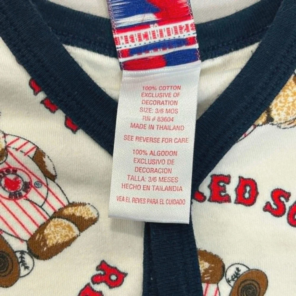Majestic Boston Red Sox Baby Bodysuit 3-6 Months Cream Navy Bear MLB Cotton